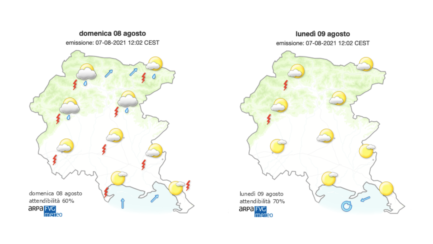 Meteo, cielo variabile sul Goriziano e sulla costa soffia vento da sud